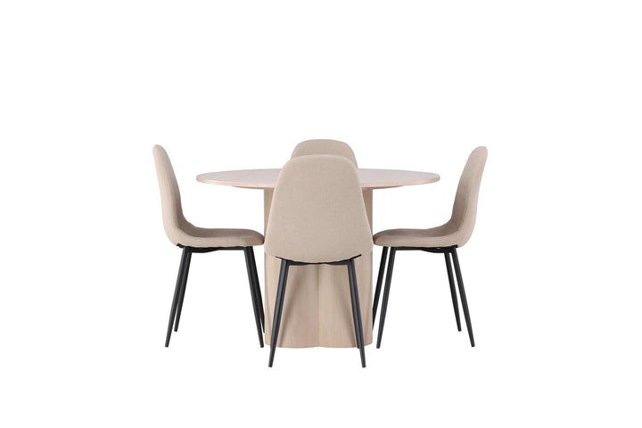 Venture Home Olivia Dining Table - White Wash Veneer +Polar Dining Chair - Black / Beige Boucle _4