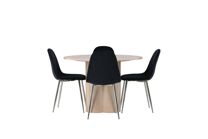 Venture Home Olivia Dining Table - White Wash Veneer +Polar Dining Chair - Black Velvet / Chrome _4