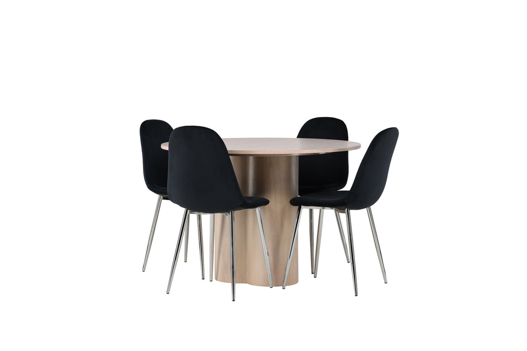 Venture Home Olivia Dining Table - White Wash Veneer +Polar Dining Chair - Black Velvet / Chrome _4