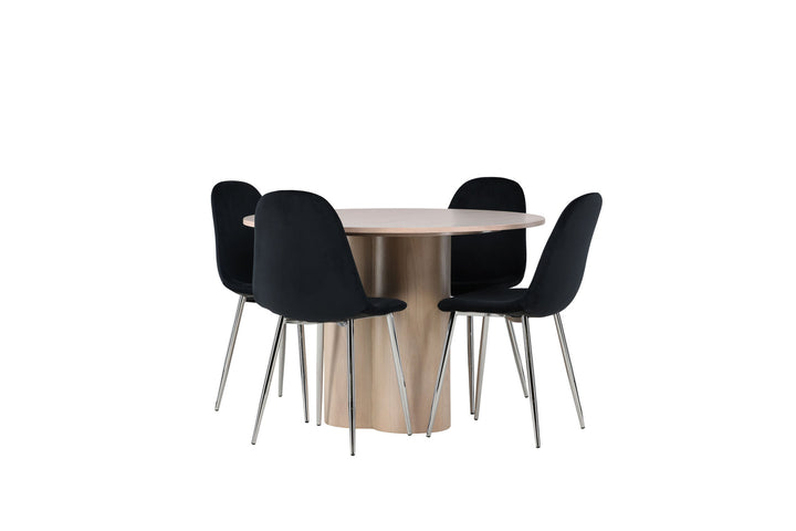 Venture Home Olivia Dining Table - White Wash Veneer +Polar Dining Chair - Black Velvet / Chrome _4