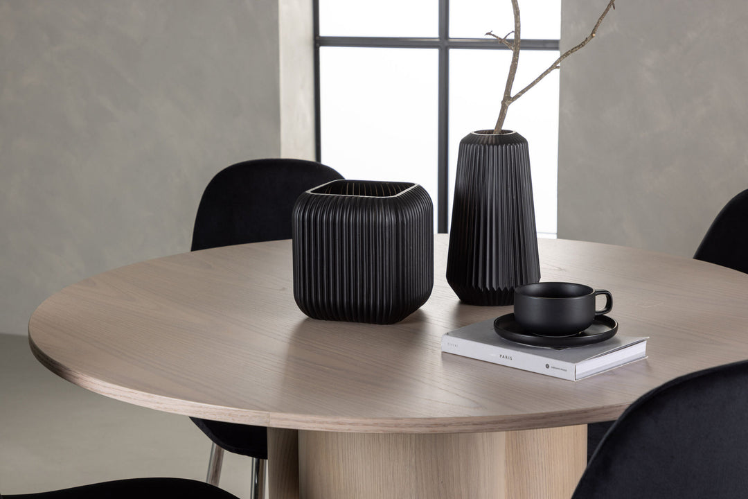 Venture Home Olivia Dining Table - White Wash Veneer +Polar Dining Chair - Black Velvet / Chrome _4