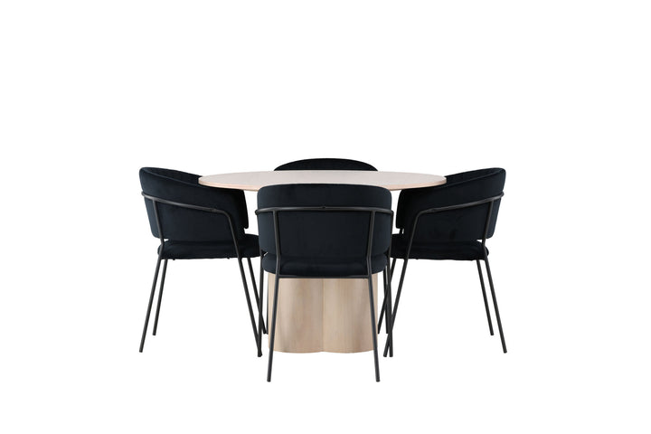 Venture Home Olivia Dining Table - White Wash Veneer +Selma Dining Chair - Black / Black Velvet _4