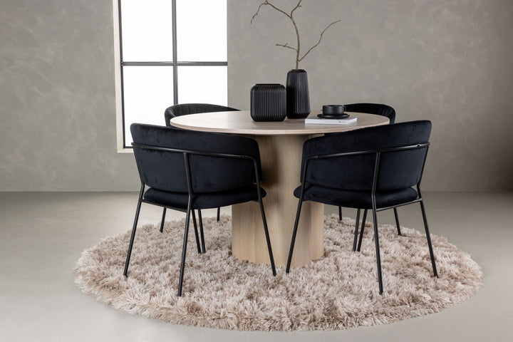 Venture Home Olivia Dining Table - White Wash Veneer +Selma Dining Chair - Black / Black Velvet _4