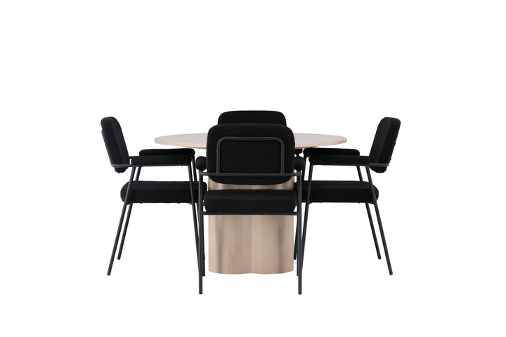Venture Home Olivia Dining Table - White Wash Veneer +Yesterday Dining Chair - Black / Black Boucle _4