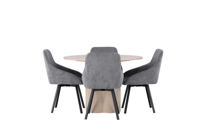 Venture Home Olivia Dining Table - White Wash Veneer +Rosie Dining Chair - Black / Dark grey Fabric _4