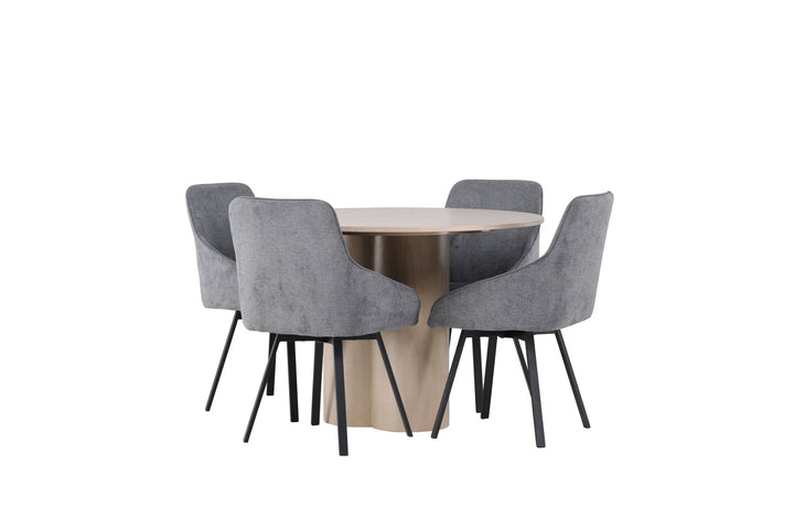Venture Home Olivia Dining Table - White Wash Veneer +Rosie Dining Chair - Black / Dark grey Fabric _4
