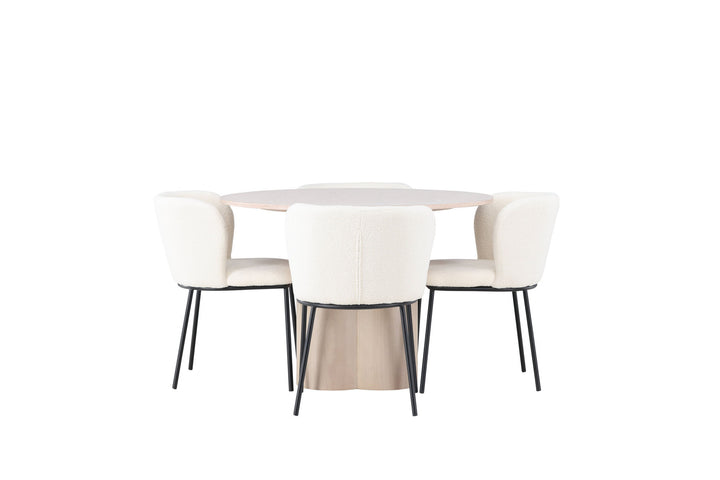 Venture Home Olivia Dining Table - White Wash Veneer +Edina Dining Chair - Black / White Boucle _4
