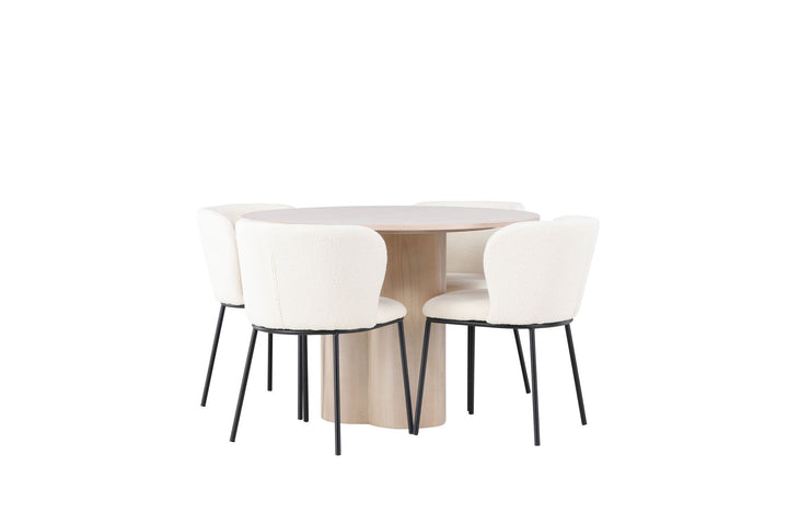 Venture Home Olivia Dining Table - White Wash Veneer +Edina Dining Chair - Black / White Boucle _4