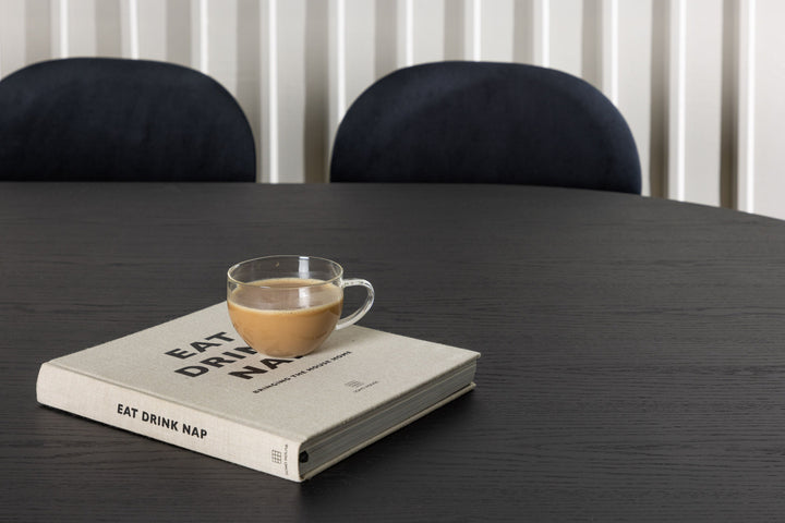 Venture Home Bootcut Oval Dining Table - Black / Black Fanéer +Stella Dining Chair - Black / Black Velvet _6