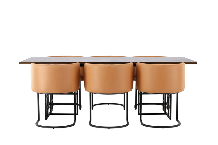Venture Home Ystad Dining Table - Black / Mocca Oak Veneer +Simrishman Dining Chair - Black / Brown TC-fabric _6