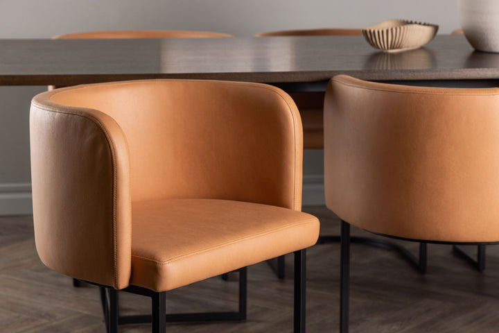 Venture Home Ystad Dining Table - Black / Mocca Oak Veneer +Simrishman Dining Chair - Black / Brown TC-fabric _6