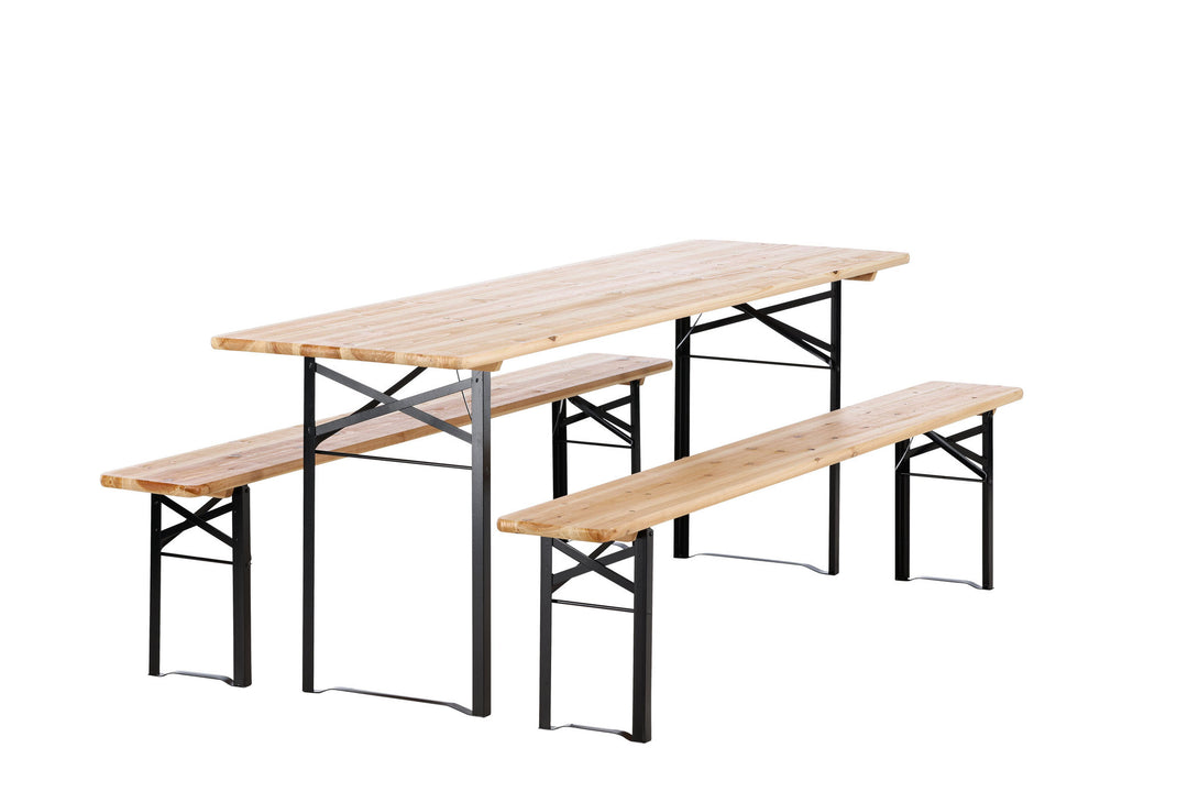 Venture Home Guniess - Foldable Table + benches - Black ,  Wood
