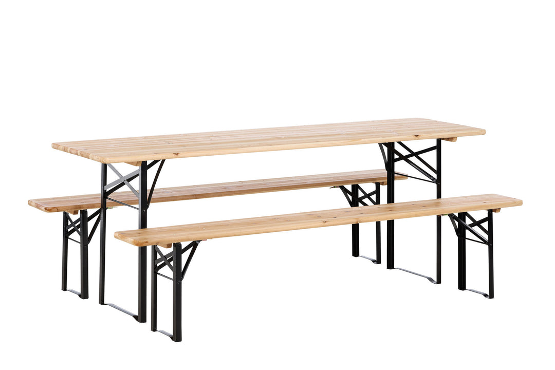 Venture Home Guniess - Foldable Table + benches - Black ,  Wood