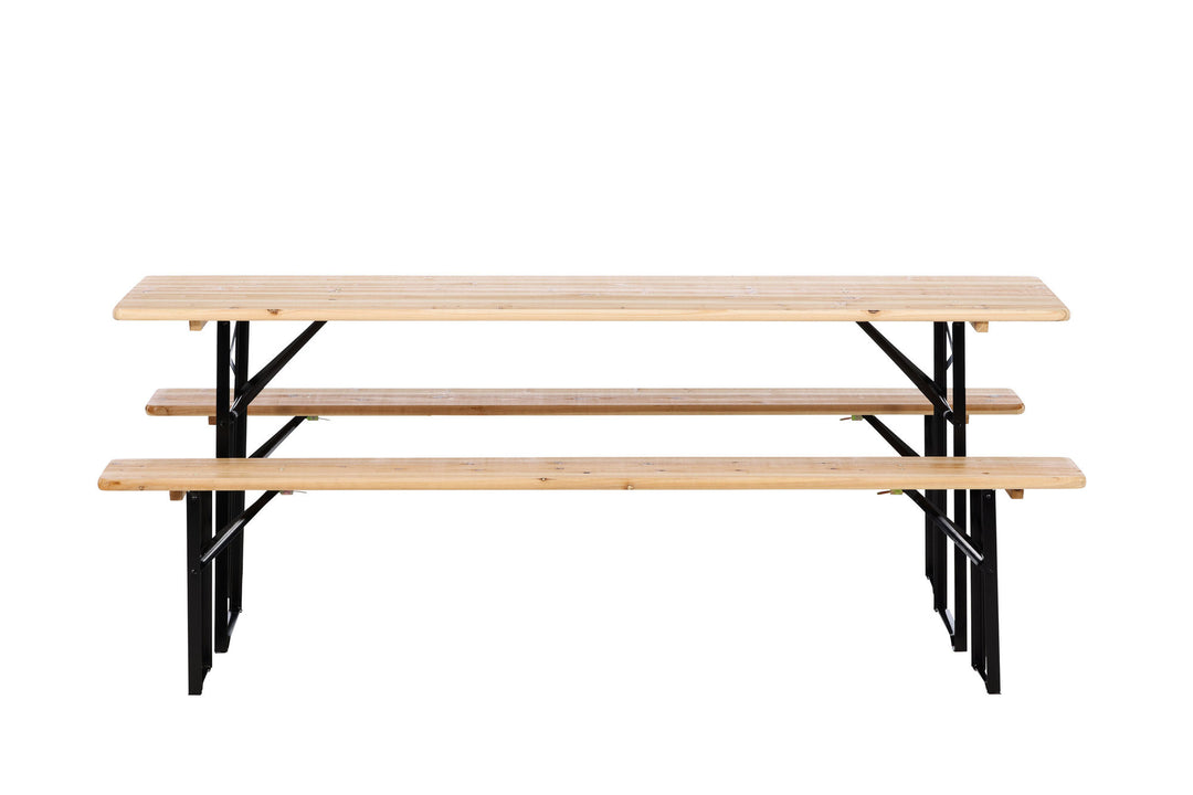 Venture Home Guniess - Foldable Table + benches - Black ,  Wood