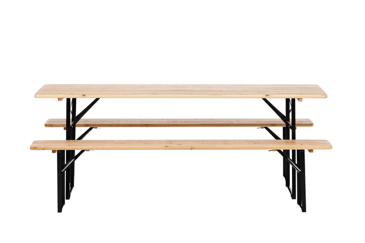 Venture Home Guniess - Foldable Table + benches - Black ,  Wood