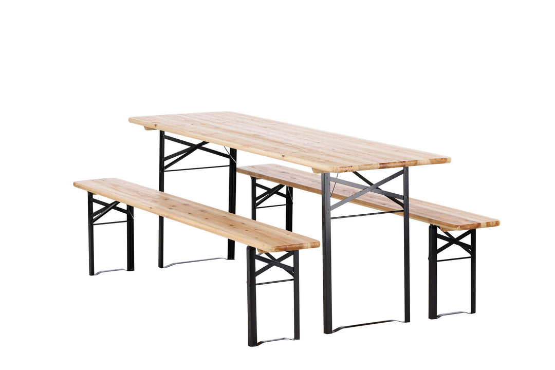 Venture Home Guniess - Foldable Table + benches - Black ,  Wood