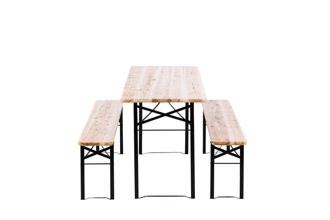 Venture Home Guniess - Foldable Table + benches - Black ,  Wood
