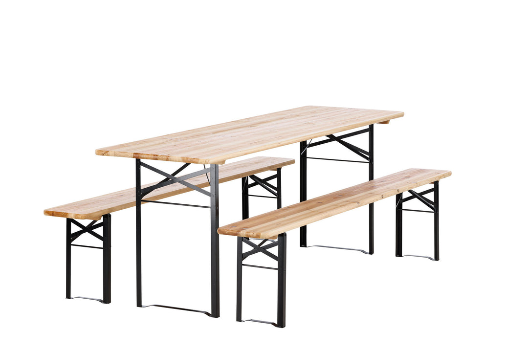 Venture Home Guniess - Foldable Table + benches - Black ,  Wood