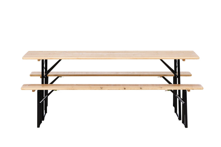 Venture Home Guniess - Foldable Table + benches - Black ,  Wood