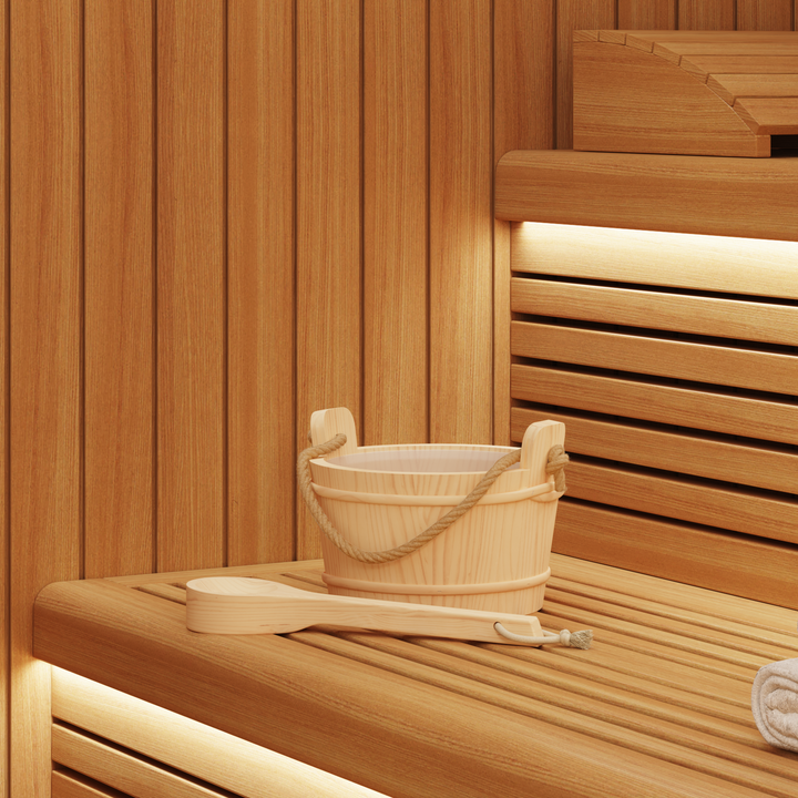 Sauna Spand 2 pcs Brun Massivt fyrretræ og hamp