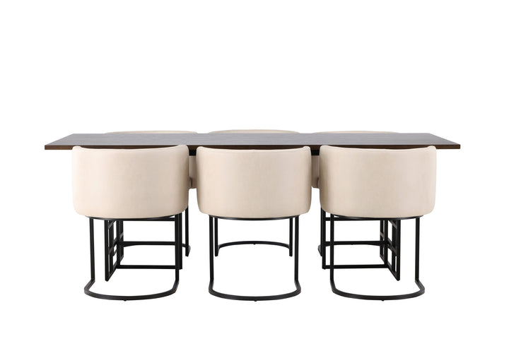 Venture Home Ystad Dining Table - Black / Mocca Oak Veneer +Simrishman Dining Chair - Black / Beige TC-fabric _6