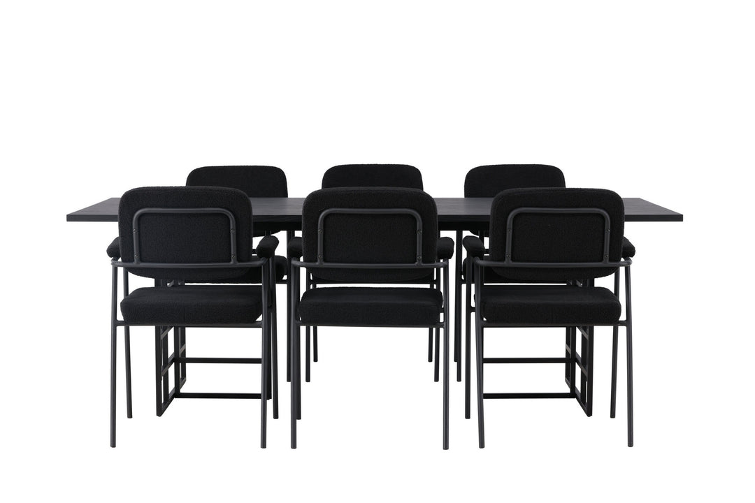 Venture Home Ystad Dining Table - Black / Black Oak Veneer +Yesterday Dining Chair - Black / Black Boucle _6