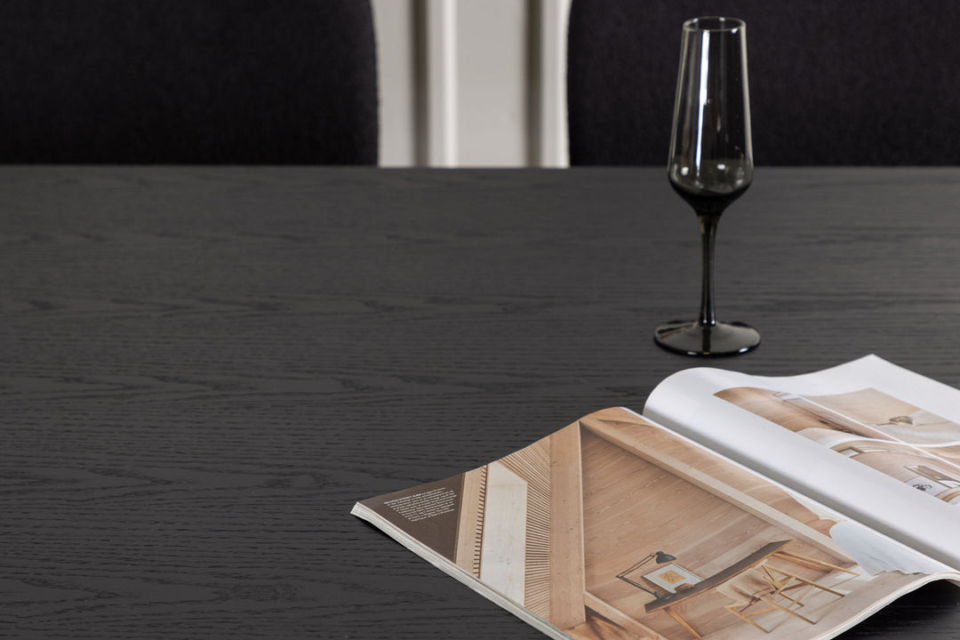 Venture Home Ystad Dining Table - Black / Black Oak Veneer +Yesterday Dining Chair - Black / Black Boucle _6