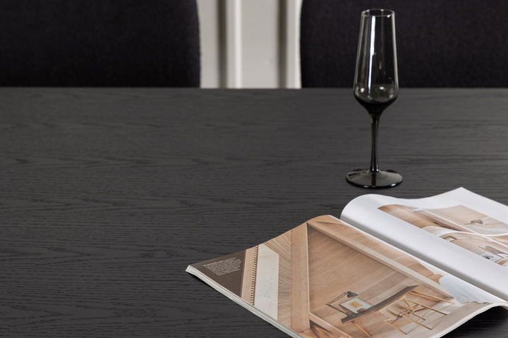 Venture Home Ystad Dining Table - Black / Black Oak Veneer +Yesterday Dining Chair - Black / Black Boucle _6