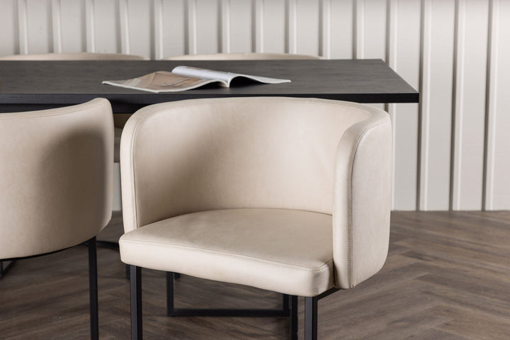 Venture Home Ystad Dining Table - Black / Black Oak Veneer +Simrishman Dining Chair - Black / Beige TC-fabric _6