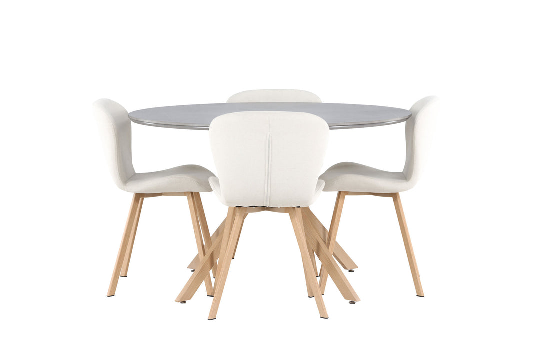 Venture Home Piazza Dining Table - Natural / Dark Grey Spraystone +Lilja Dining Chair - Oaklook / Beige Fabric _4