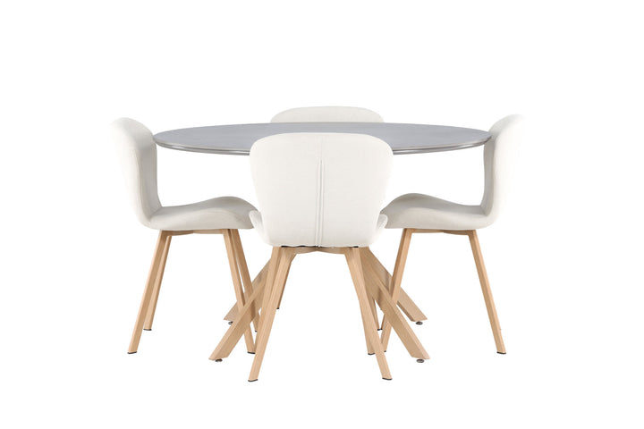 Venture Home Piazza Dining Table - Natural / Dark Grey Spraystone +Lilja Dining Chair - Oaklook / Beige Fabric _4