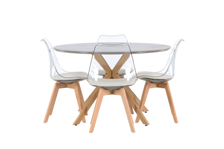 Venture Home Piazza Dining Table - Natural / Dark Grey Spraystone +Edvin Dining Chair - Nature / PET (seat cushion white) PET surface,seat with usual sponge _4