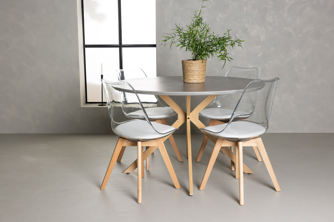 Venture Home Piazza Dining Table - Natural / Dark Grey Spraystone +Edvin Dining Chair - Nature / PET (seat cushion white) PET surface,seat with usual sponge _4