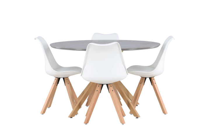 Venture Home Piazza Dining Table - Natural / Dark Grey Spraystone +Zeno Dining Chair - Nature woodlook / White PP _4