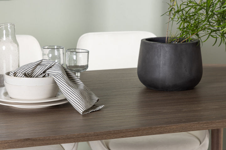 Venture Home Andy Dining Table 180*75 - Natural / Natural MDF +Rosie Dining Chair - Black / Beige Fabric _4