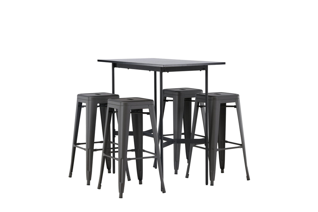Venture Home Rax Bar Table 120*60 - Black / Black MDF +Tempe Bar Chair - Dark Grey / Metal _4