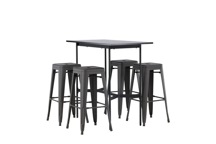 Venture Home Rax Bar Table 120*60 - Black / Black MDF +Tempe Bar Chair - Dark Grey / Metal _4