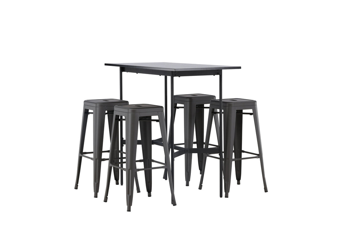 Venture Home Rax Bar Table 120*60 - Black / Black MDF +Tempe Bar Chair - Dark Grey / Metal _4