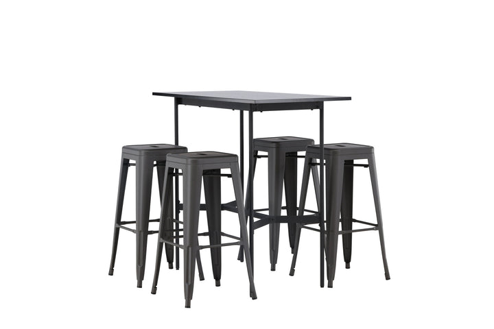 Venture Home Rax Bar Table 120*60 - Black / Black MDF +Tempe Bar Chair - Dark Grey / Metal _4