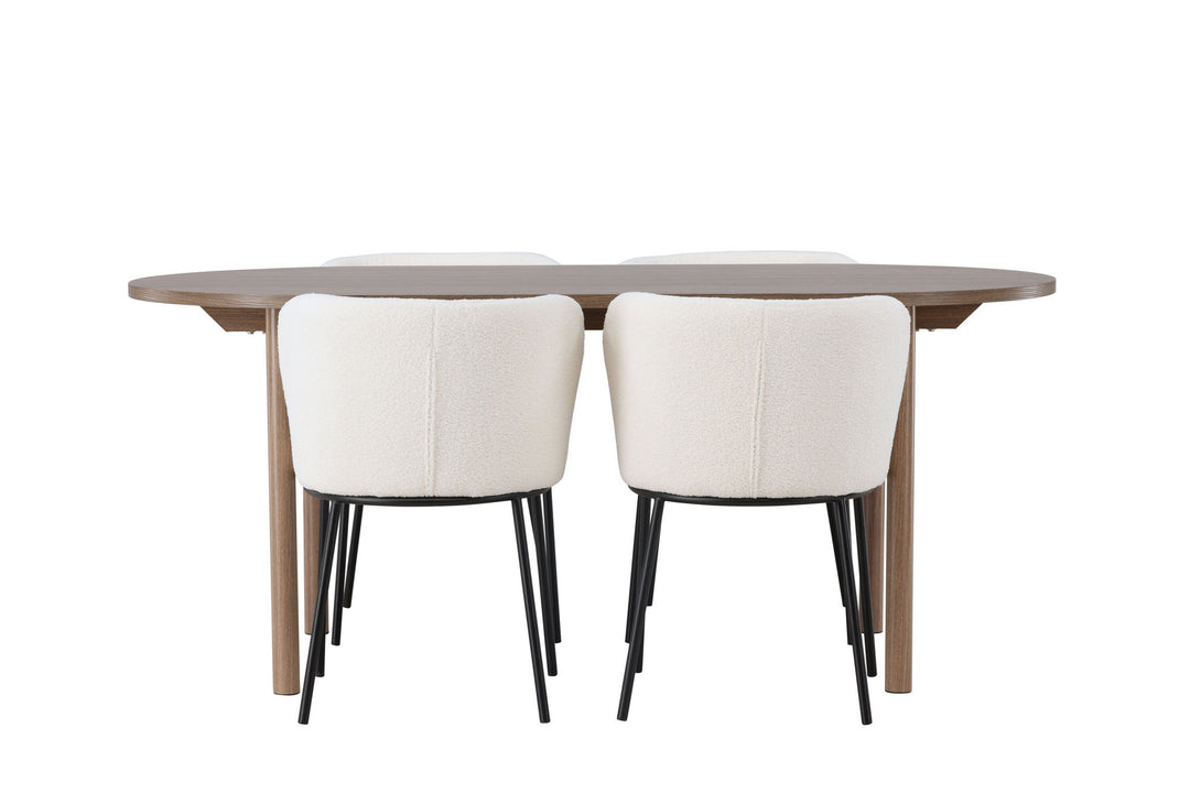Venture Home Andy Dining Table 180*75 - Natural / Natural MDF +Edina Dining Chair - Black / White Boucle _4