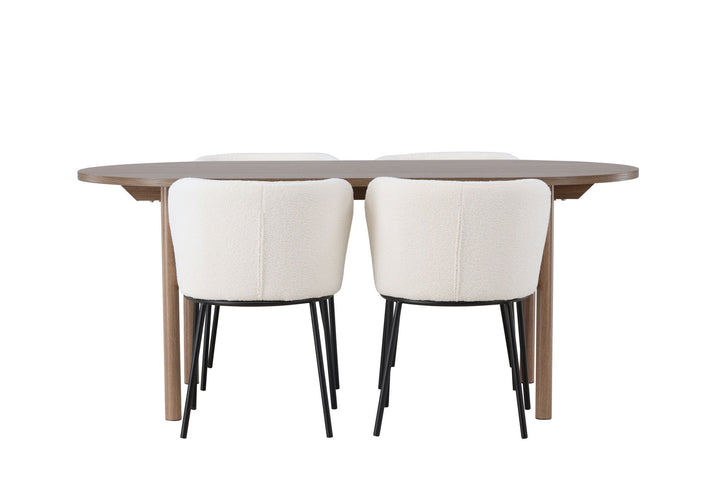 Venture Home Andy Dining Table 180*75 - Natural / Natural MDF +Edina Dining Chair - Black / White Boucle _4
