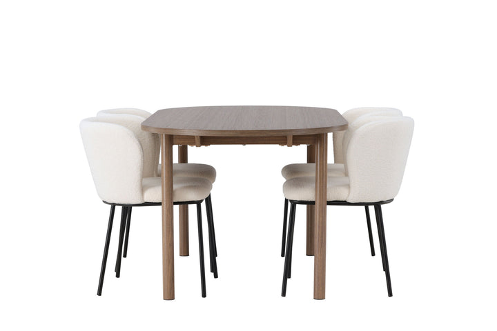 Venture Home Andy Dining Table 180*75 - Natural / Natural MDF +Edina Dining Chair - Black / White Boucle _4