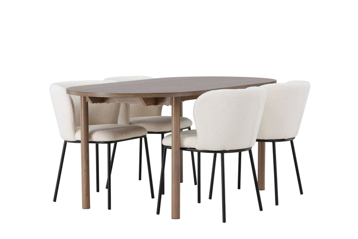 Venture Home Andy Dining Table 180*75 - Natural / Natural MDF +Edina Dining Chair - Black / White Boucle _4