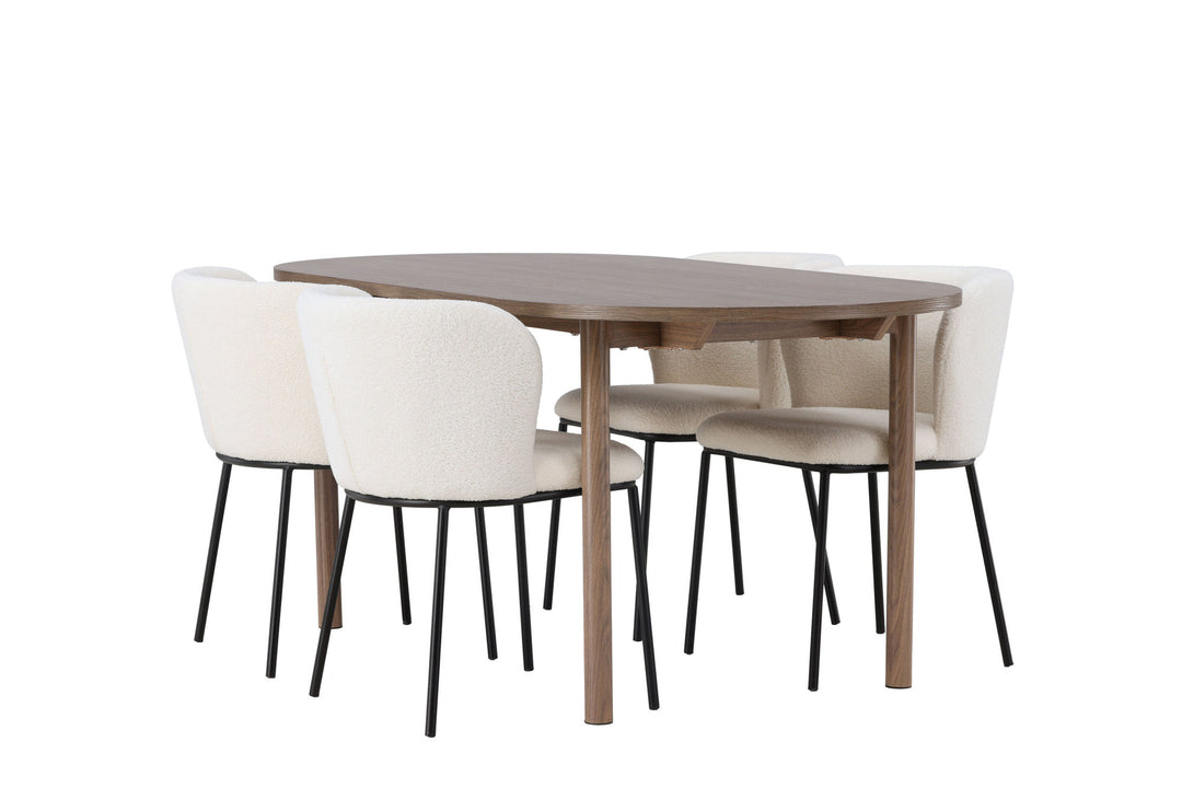 Venture Home Andy Dining Table 180*75 - Natural / Natural MDF +Edina Dining Chair - Black / White Boucle _4