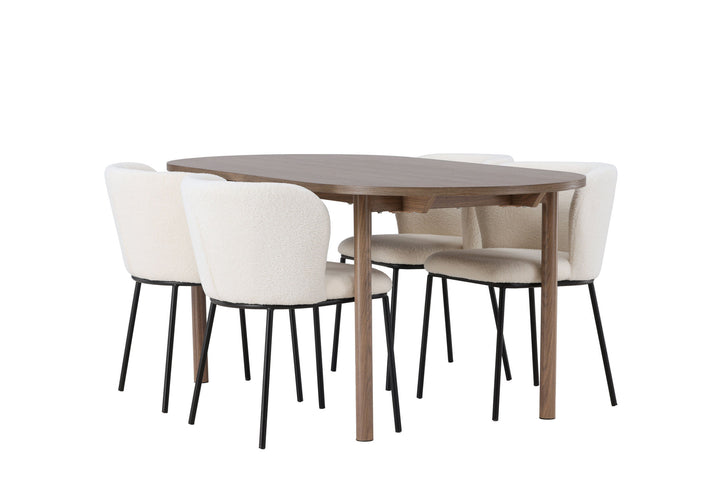 Venture Home Andy Dining Table 180*75 - Natural / Natural MDF +Edina Dining Chair - Black / White Boucle _4