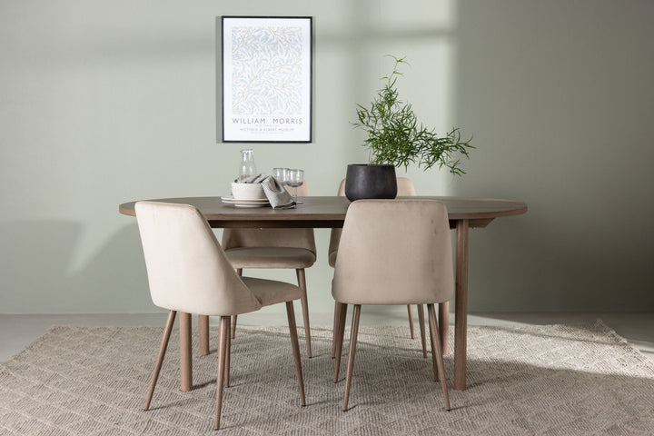 Venture Home Andy Dining Table 180*75 - Natural / Natural MDF +Night Dining Chair - Dark walnut / Mocca / Brown Fabric _4