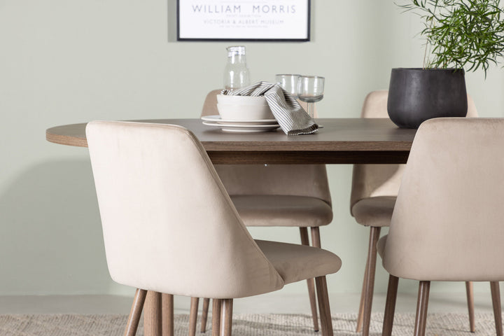 Venture Home Andy Dining Table 180*75 - Natural / Natural MDF +Night Dining Chair - Dark walnut / Mocca / Brown Fabric _4