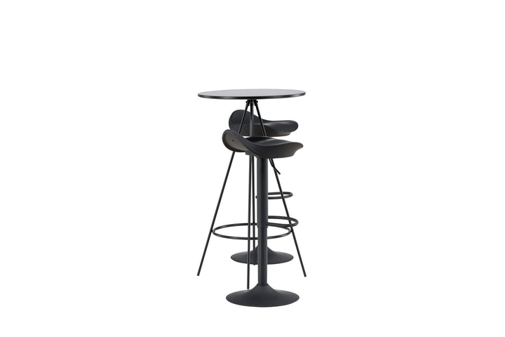 Venture Home Bistro Bar Table φ60 - Black / MDF with veneer +Adesto Bar Chair - Black / Matte black ABS _2