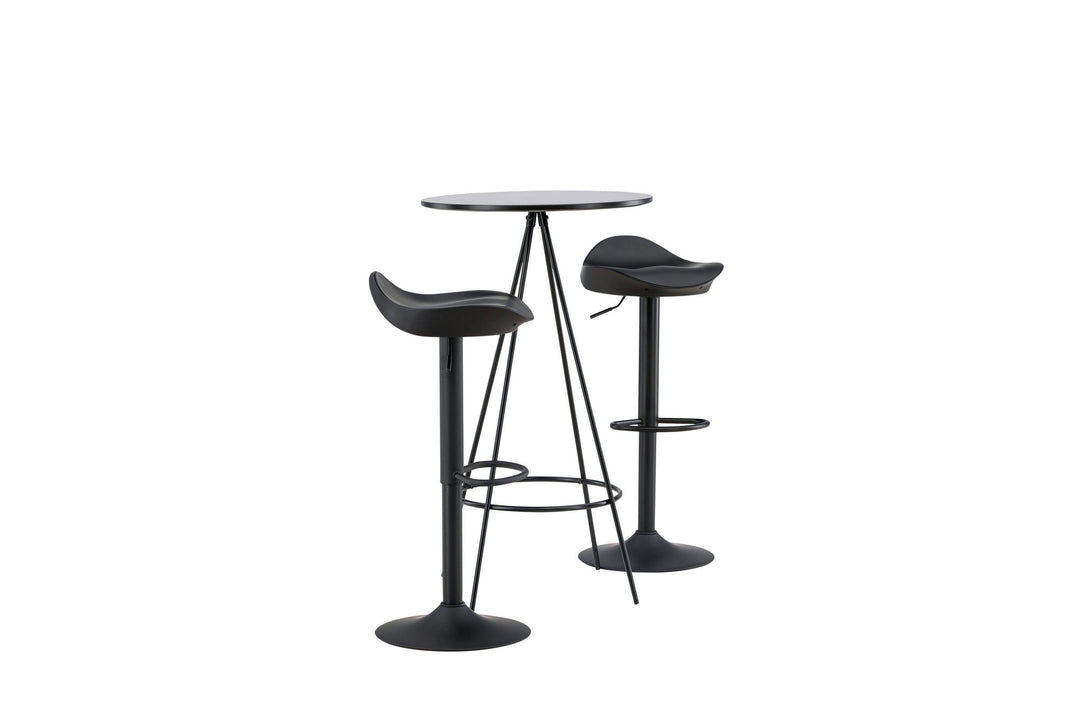 Venture Home Bistro Bar Table φ60 - Black / MDF with veneer +Adesto Bar Chair - Black / Matte black ABS _2