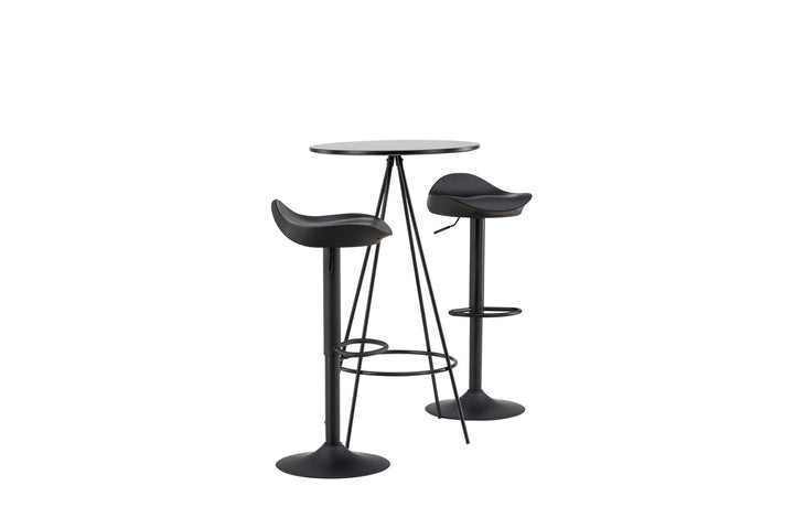 Venture Home Bistro Bar Table φ60 - Black / MDF with veneer +Adesto Bar Chair - Black / Matte black ABS _2